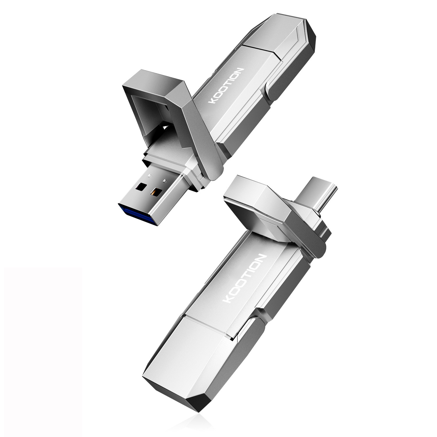 Pen Drive USB-C/USB-A Dual Slot Cinza 256GB Kootion U54 