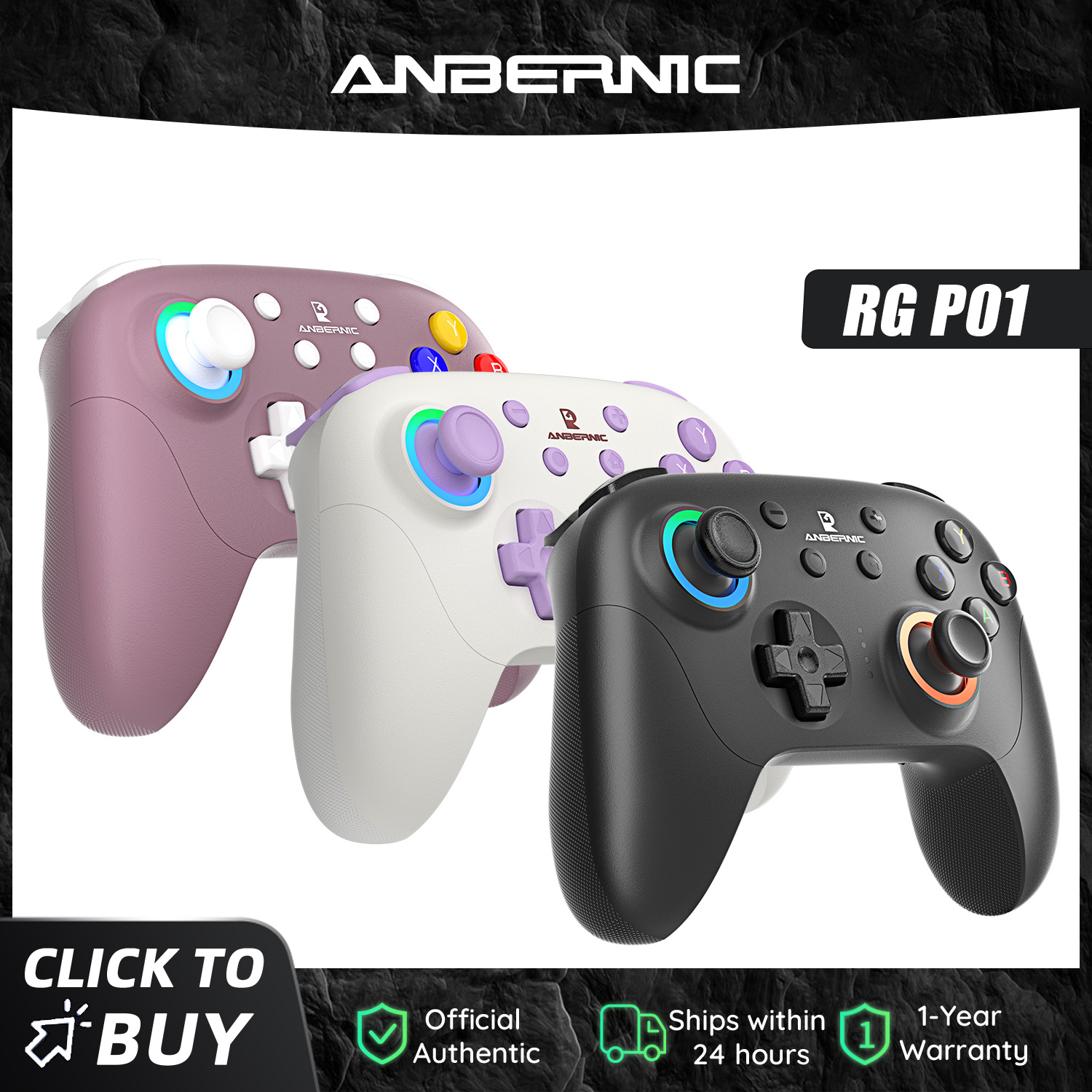 Controle Bluetooth 5.3/2.4G Hall ANBERNIC RG P01 