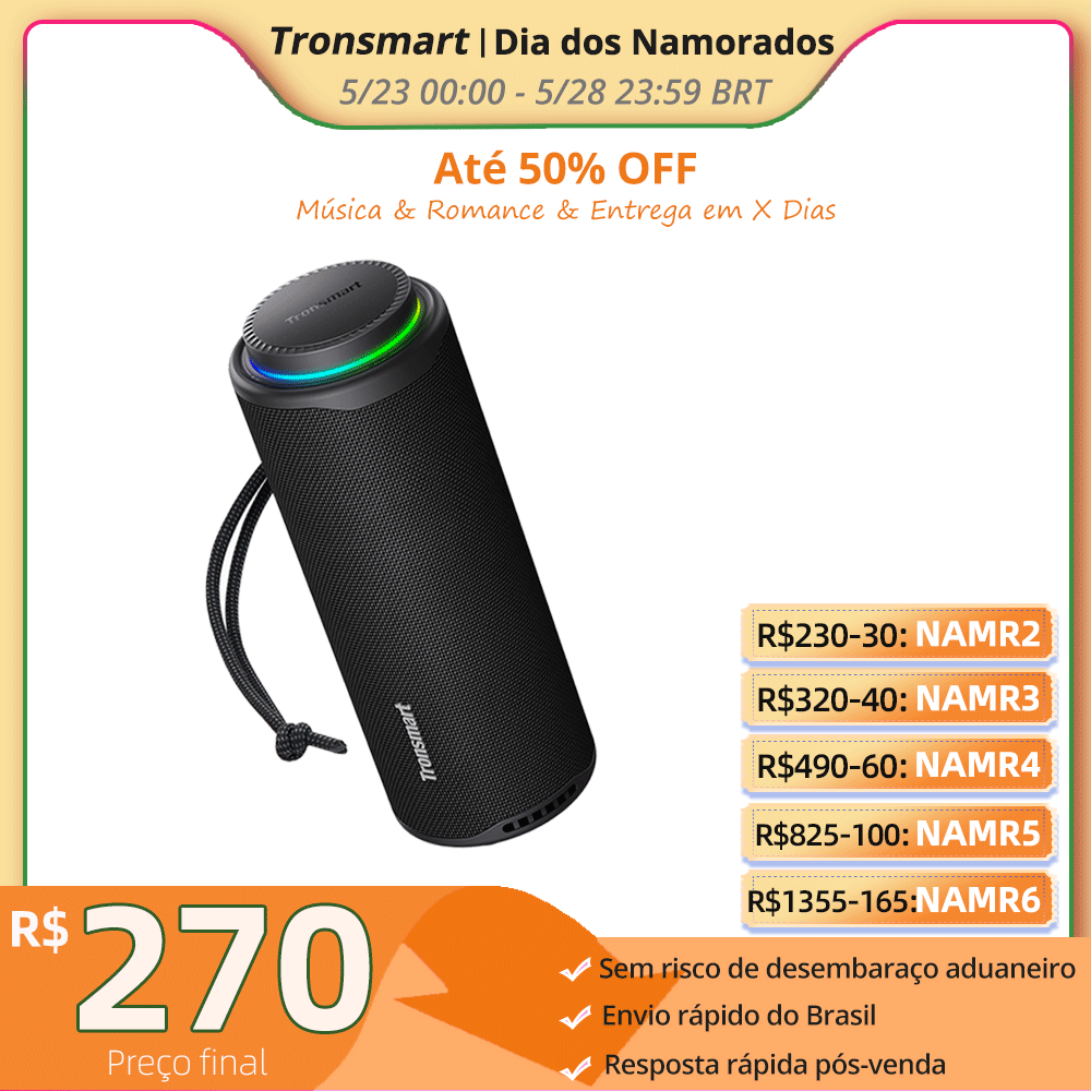 Tronsmart T8 Caixa de Som Bluetooth Portátil IPX7