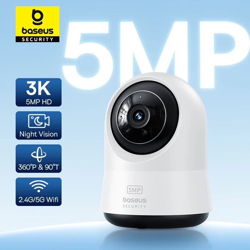 [Taxa inclusa] Baseus Câmera IP 5MP 3K WiFi Pan/Tilt 8x Zoom