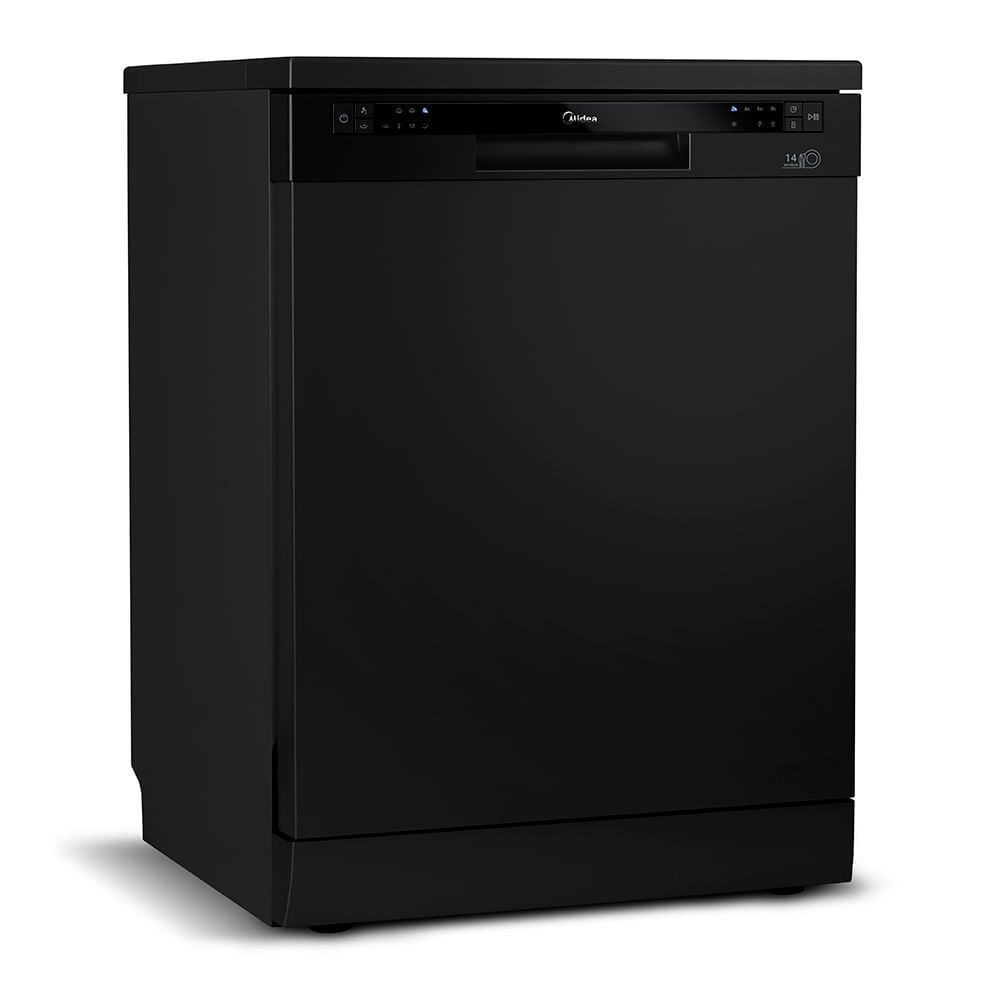 Lava Louças de Piso Midea DWA14P1 14 Serviços Eco Secagem Trava de Segurança Preta