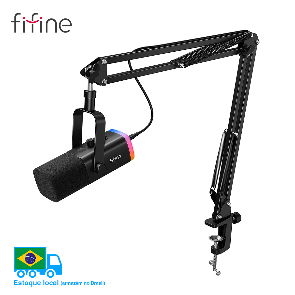 FIFINE-Kit de Microfone XLR Dinâmico com Braço Boom para Mixer