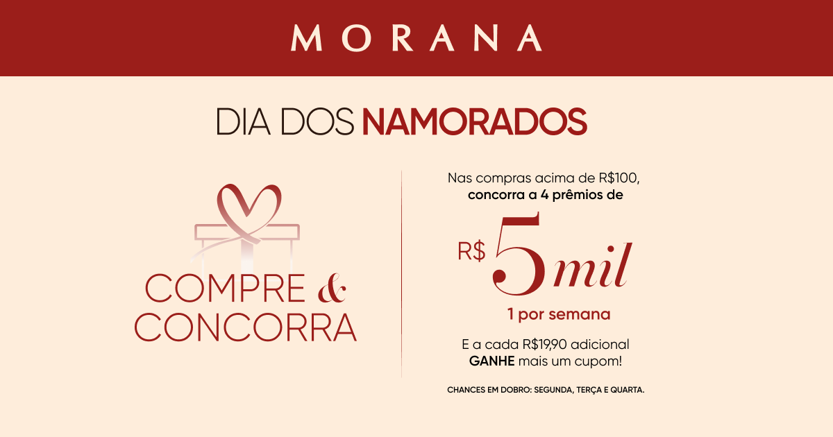 Nas compras acima de R$100, concorra a 4 prêmios de R$5000