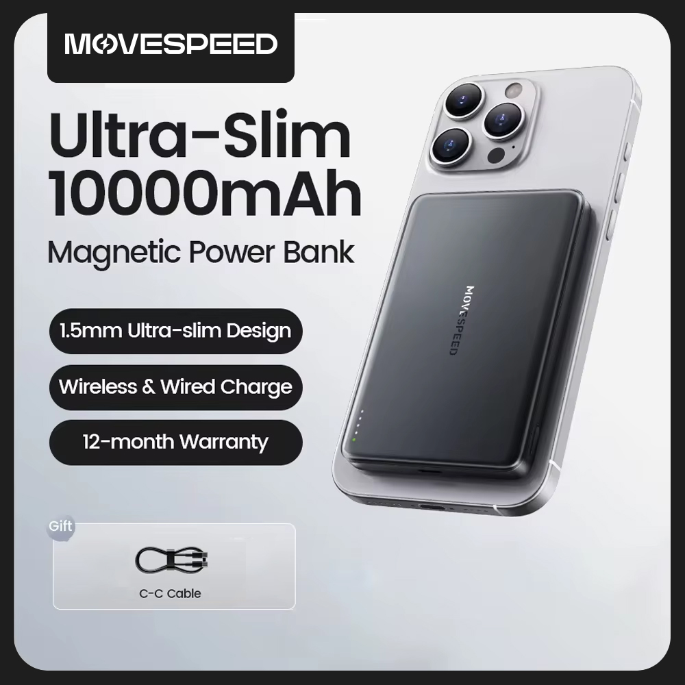  [Moedas R$115] Power Bank magnético 10000mAh PD20W Movespeed S10