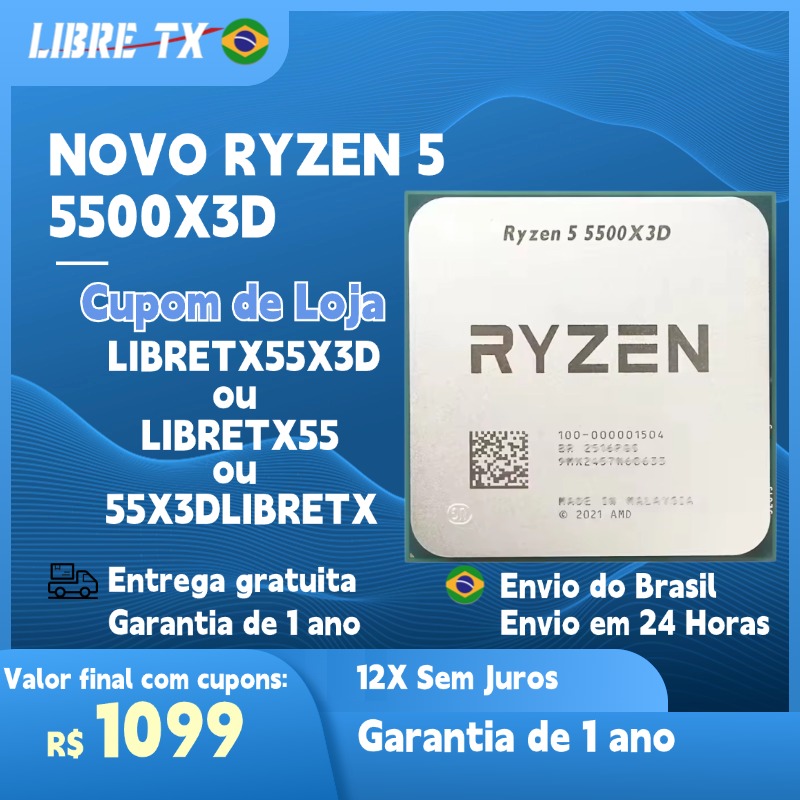 [Aliexpress/LibreTX] Ryzen 5 5500X3D - R$1074