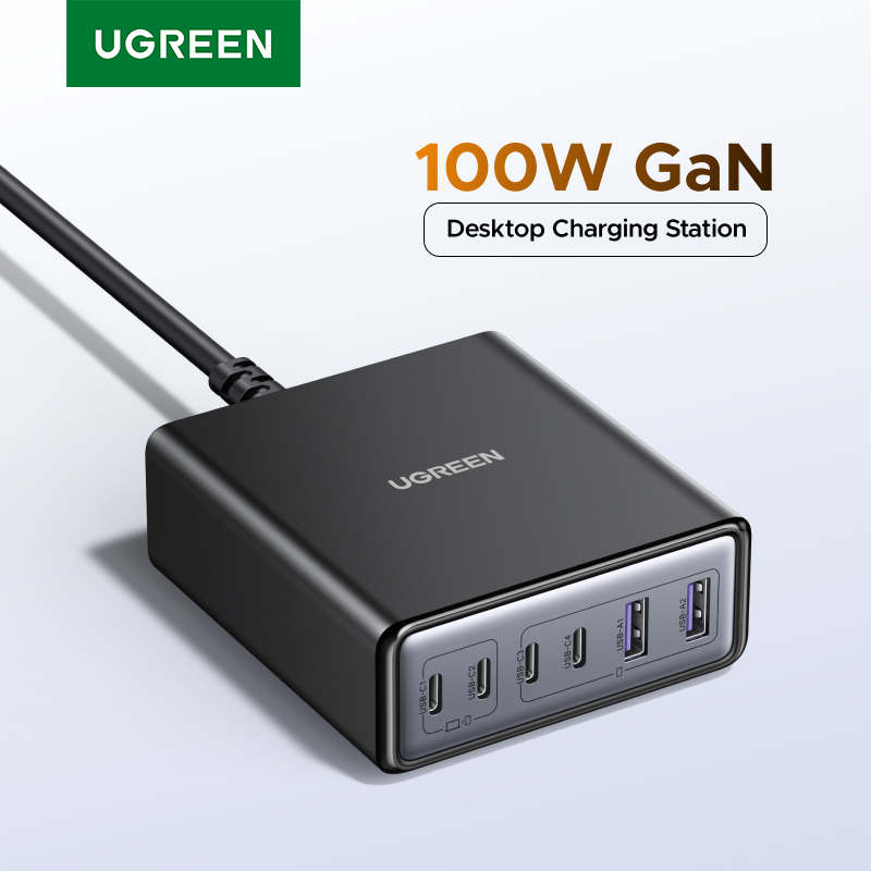 Carregador UGREEN GaN 100W 6 em 1 de mesa - produto no Brasil 