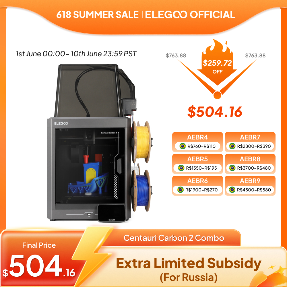 [Moedas R$4541]  Impressora 3D ELEGOO Centauri Carbon 2 Combo Multicolorida
