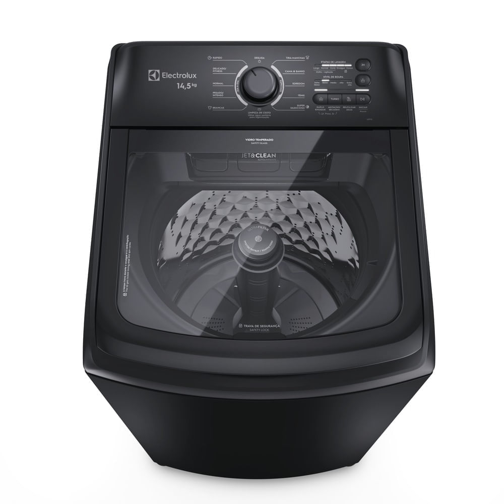 Máquina de Lavar Electrolux 14,5kg Preta Efficient Cesto Inox - 127V ou 220V
