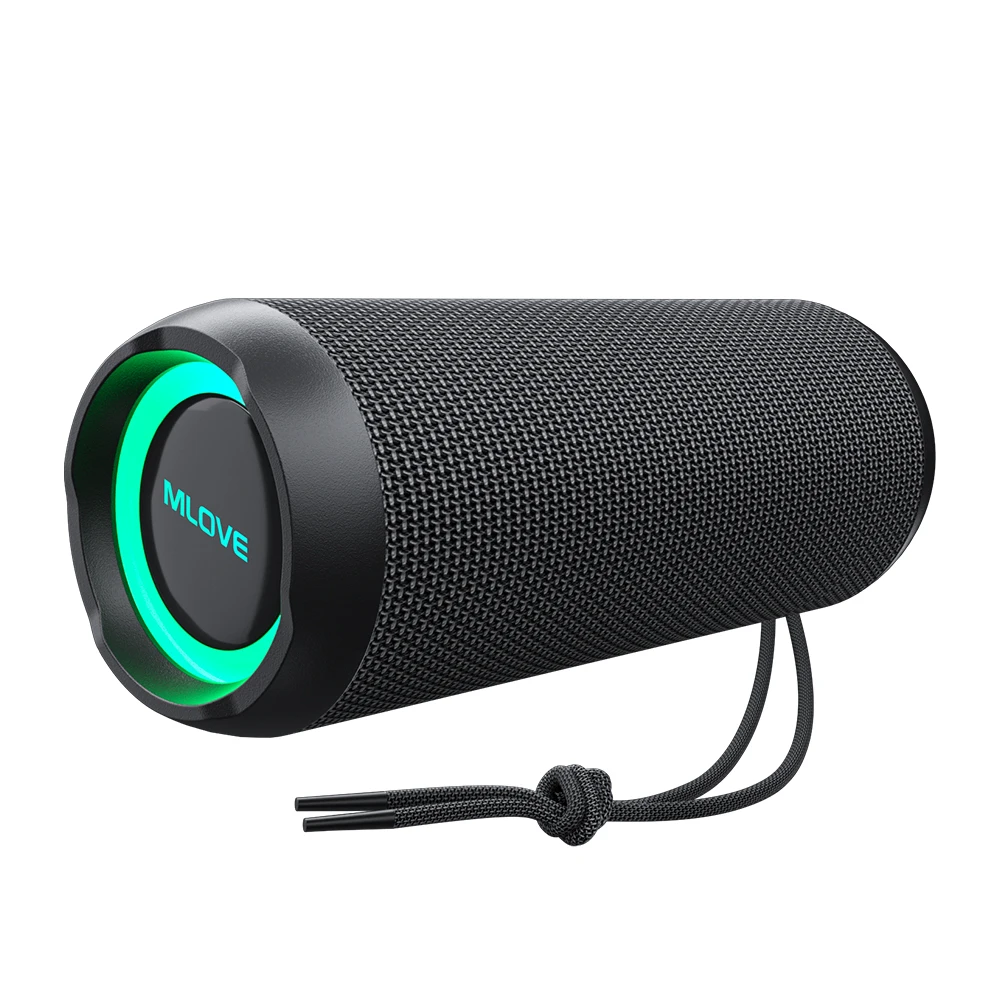 Caixa de som MLOVE E6-L Bluetooth portátil IPX7 à prova d'água 37H com RGB