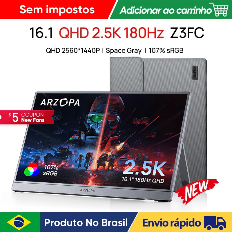ARZOPA Monitor portátil 16,1'' 2,5K 180 Hz