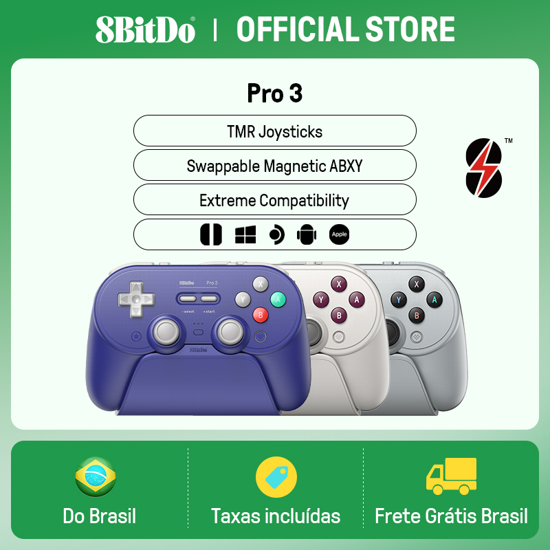 Controle 8bitdo Pro3 Switch 1/2, Windows, Android e Mac