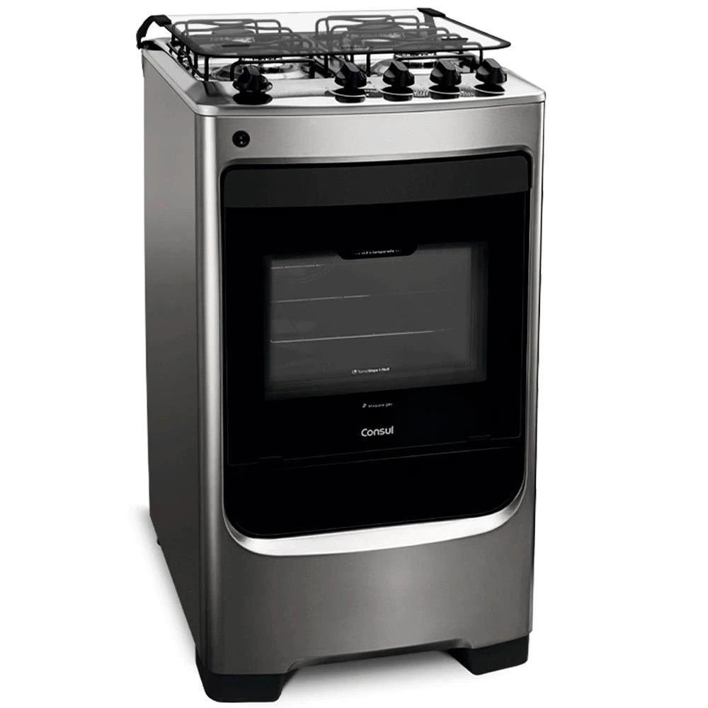 Fogão 4 Bocas Cfo4nar Acendimento Automático E Design Frente única Consul Inox Bivolt