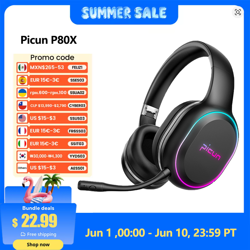 [Moedas R$98] Fone Gamer Sem Fio com Microfone Picun P80X 