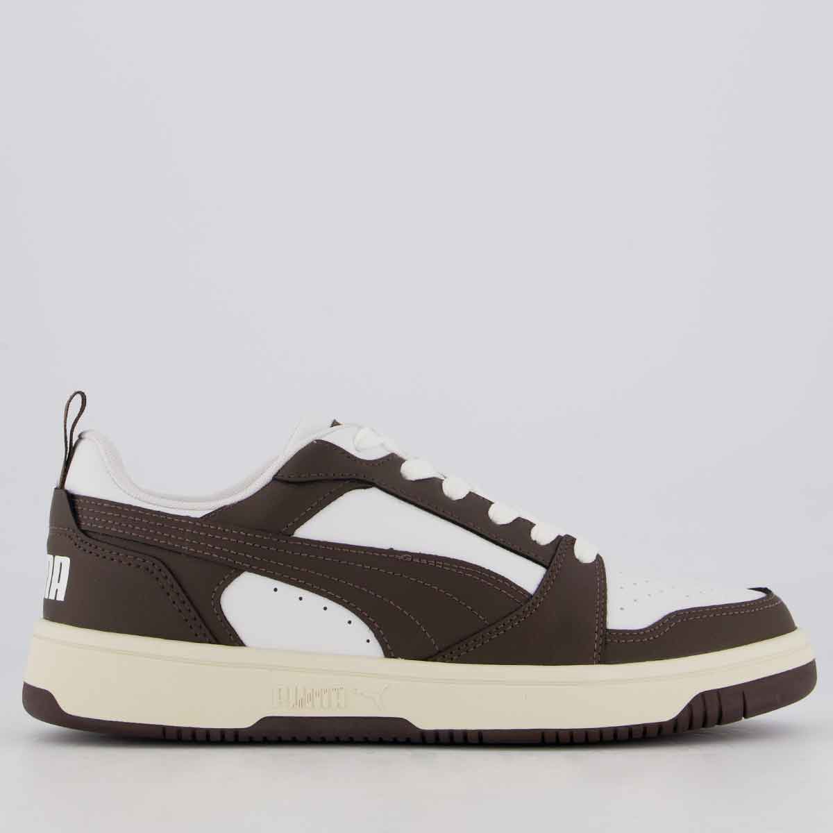 Tênis Puma Rebound V6 Low "White & Brown"