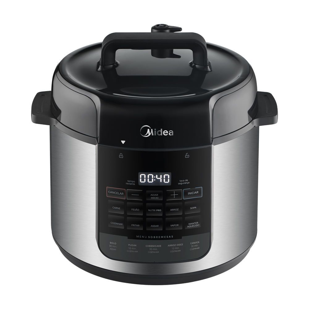 Panela de Pressão Elétrica Midea Nutripro PP5MS1 5L Antiaderente Digital Preto 110V