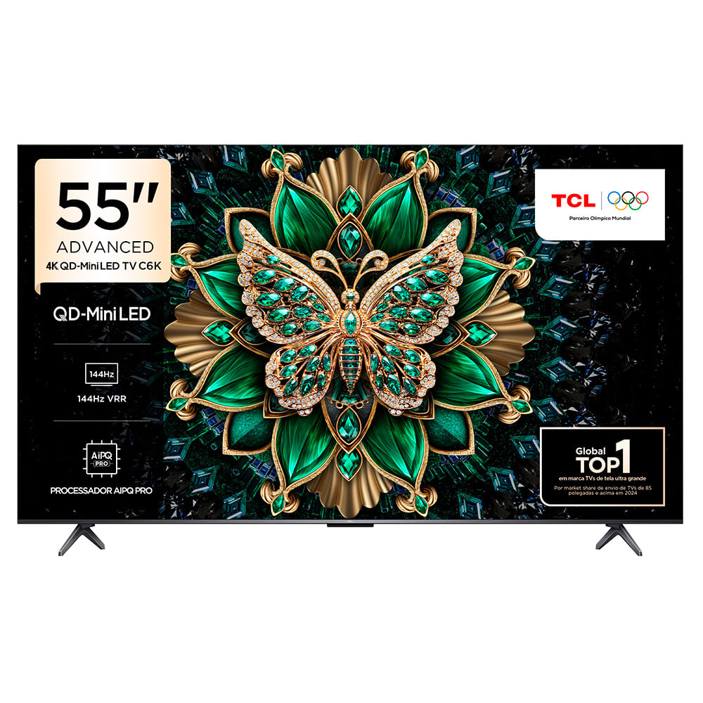 Smart TV 4K TCL QD-Mini LED 55” Polegadas com HDMI 2.1,  55C6K