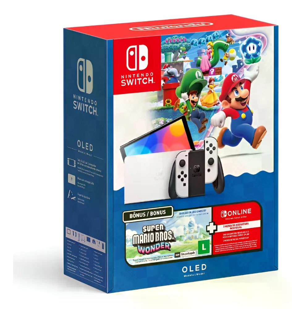Console Nintendo Switch Oled + Super Mario Bros Wonder + 3 Meses De Assinatura Nintendo Switch Online