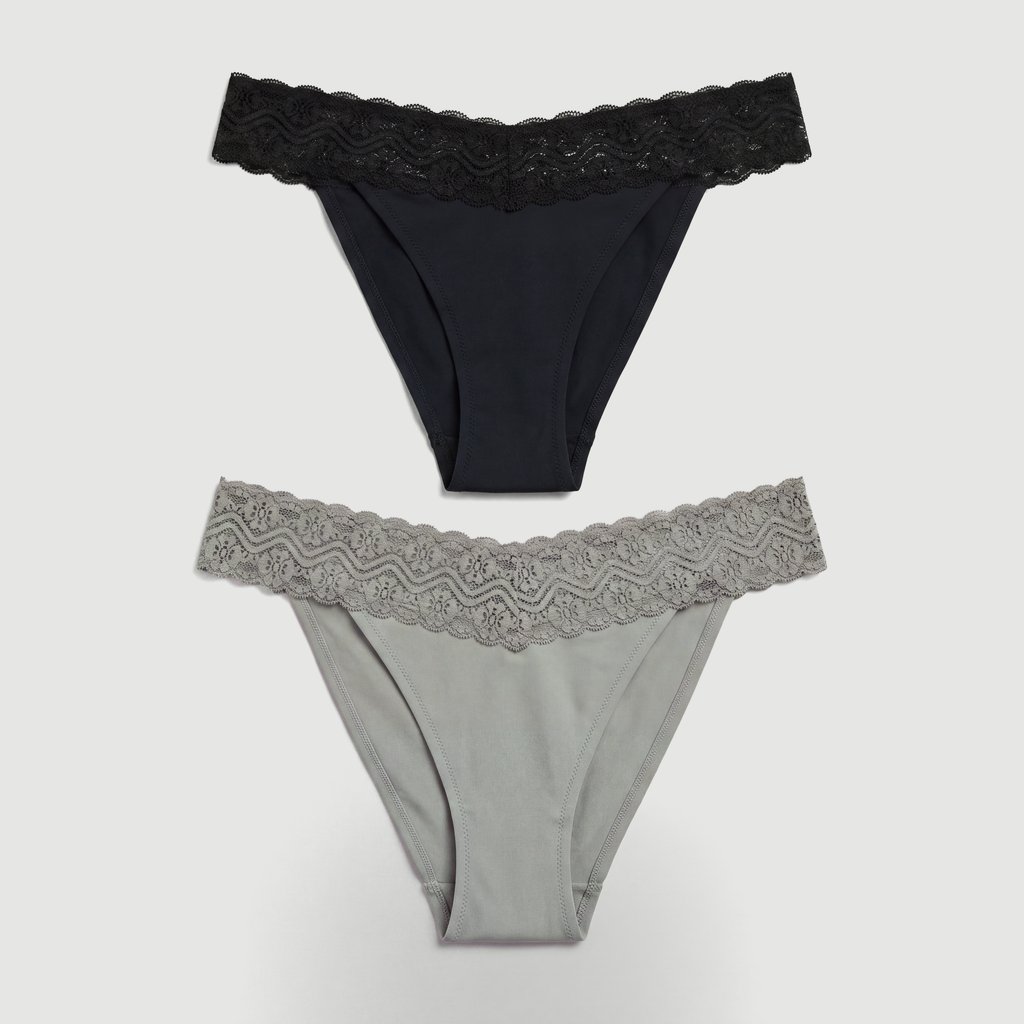 Calcinha CJ Slo Uniq - Calcinha 2x1 Biquini Microfibra Pelle Crenda Corte A Fio Liso Preto