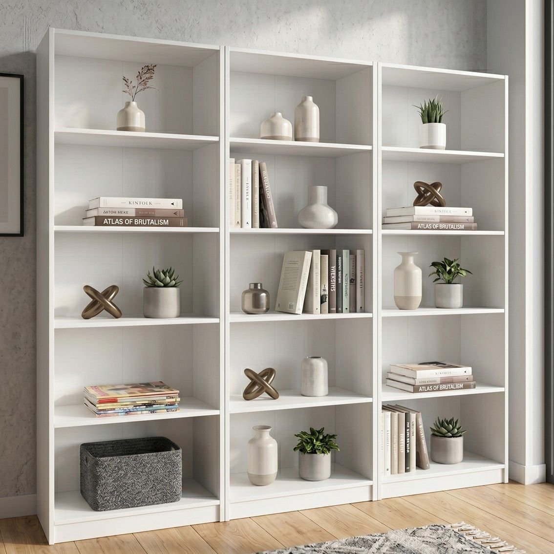 Kit 3 Estantes Livros Multiuso 5 Nichos Branco