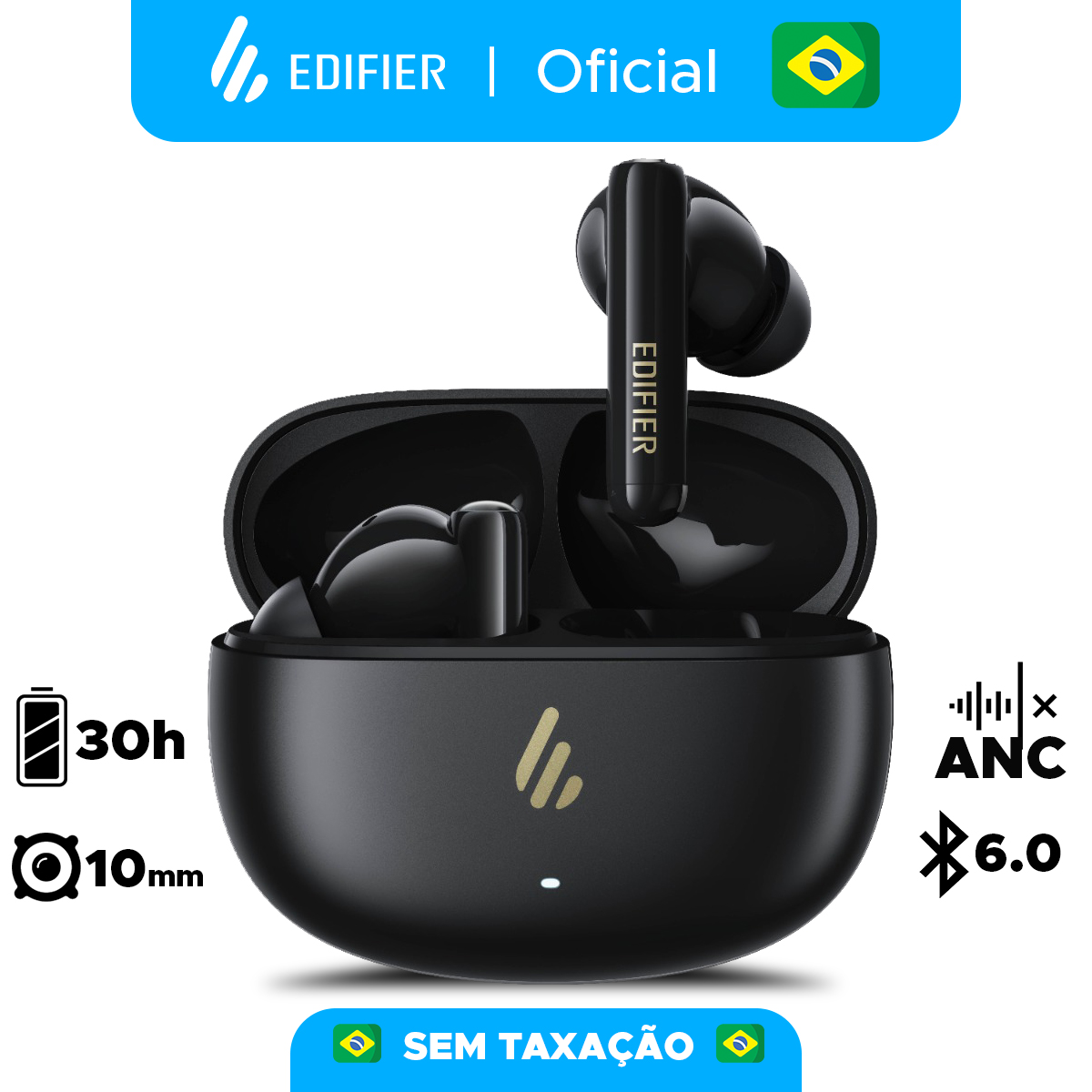 Fone TWS Bluetooth 6.0, Bateria 48, Cancelamento de ruído, Microfones com IA EDIFIER X5 PRO v25
