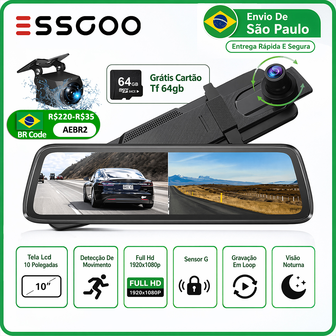 [Br] Câmera Veicular ESSGOO Tela Touch GPS WIFI