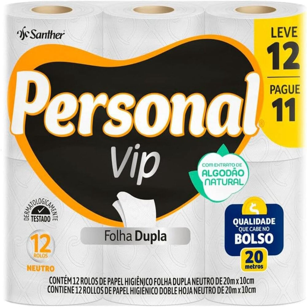 (Leve 3) Papel Higiênico Personal Vip Neutro 12un