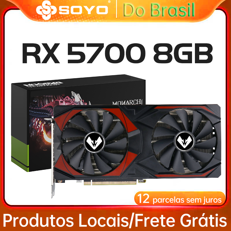 Placa de Vídeo para Jogos SOYO AMD Radeon RX5700 8GB GDDR6 Memória 256Bit 