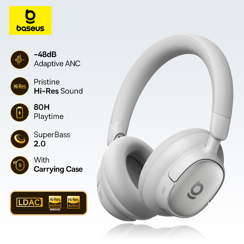 [Aliexpress] - Headphone Baseus Bowie MH1 Headphone Bluetooth Sem Fio ANC 48dB Hi-Res LDAC Over-Ear 80H USB-C - R$233,42