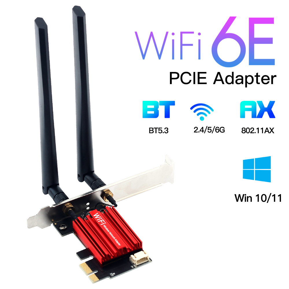 Adaptador PCI-E WiFi 6E Chip AX210 Tri-band 2.4G/5G/6Ghz Bluetooth 5.3