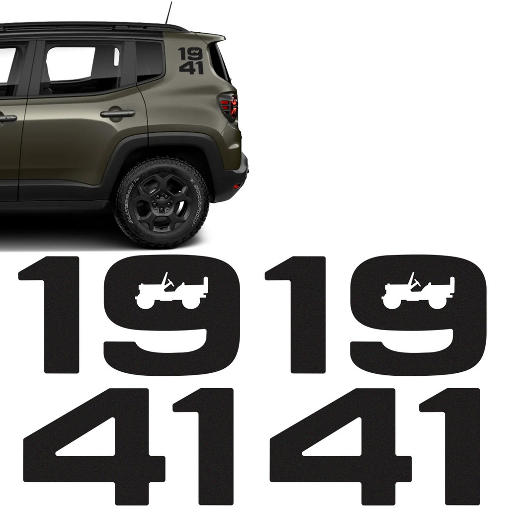 Adesivos 1941 Para Jeep Willys Renegade 2025 Preto Par