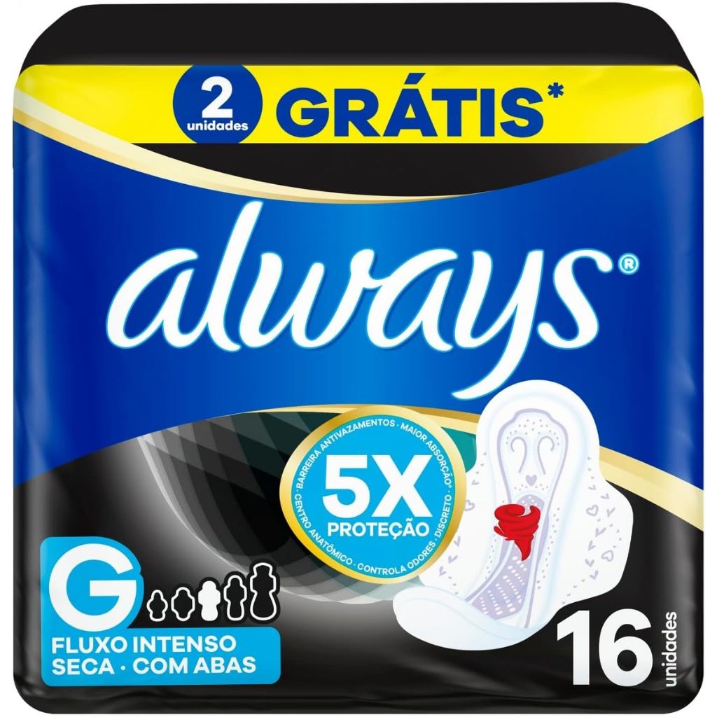 Absorvente Noturno Always Noites Tranquilas Cobertura Seca G Com Abas Com 16 Unidades