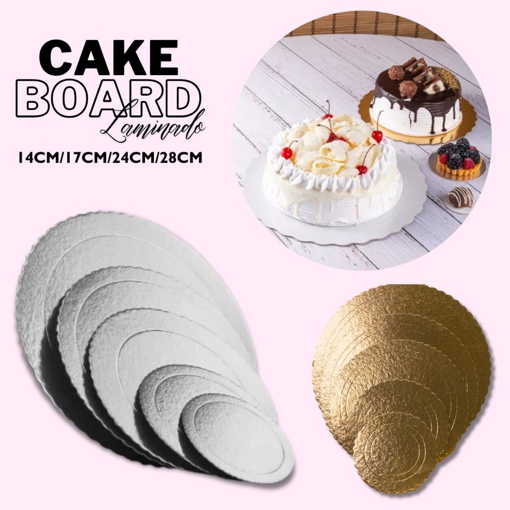 10 Discos Suporte de Bolo Base para Bolo Cake Board Festa Disco Laminado Dourado Prata 14/17/24/28cm