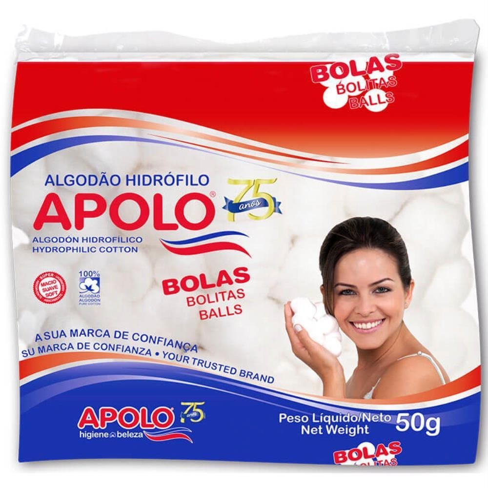 ALGODÃO BOLAS HIDRÓFILO APOLO COM 50G