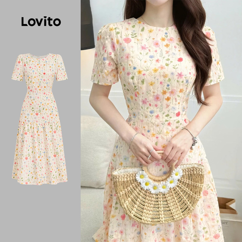 (Boho) Lovito Vestido com Zíper Vestido Primavera/verão para Mulheres L154ED375