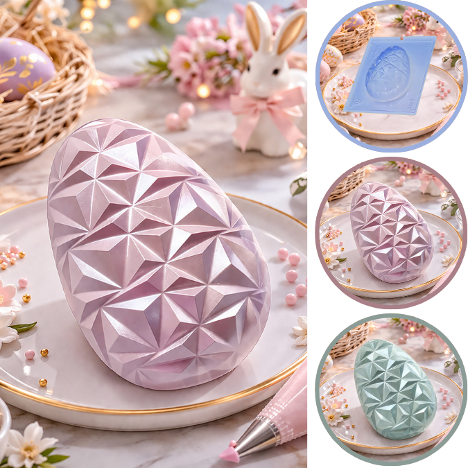 1~5 Forma Porto Com Silicone (3 partes) Para Chocolate OVO 3D, 350G – CÓD P92 (CHOCO)