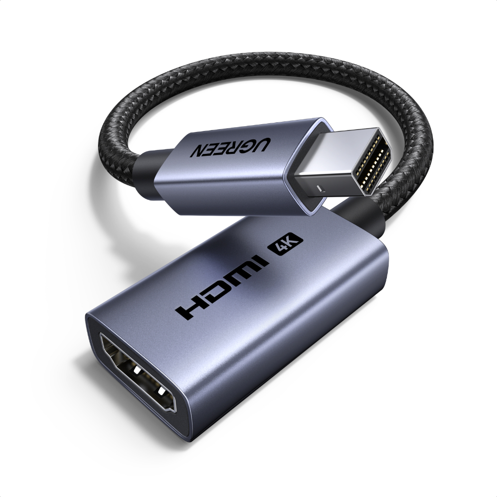 Adaptador UGREEN Mini DP Para HDMI 0.2m 4K @ 30Hz Cabo Conversor Trançado De Nylon Laptop PC Monitor Projetor HDTV
