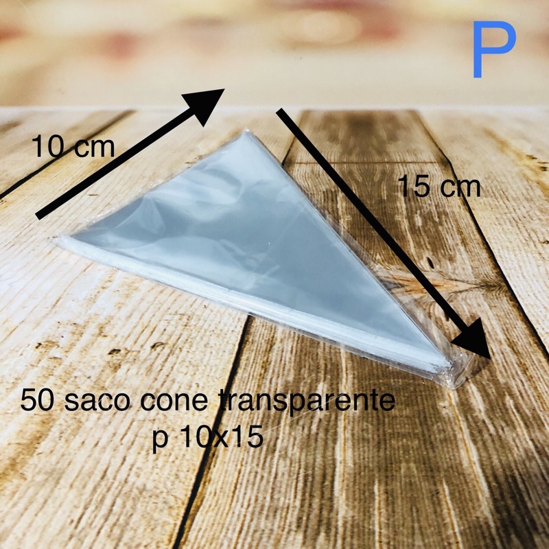 50~300 SACO SAQUINHO CONE 10x15 PEQUENO PLÁSTICO BOPP TRANSPARENTE