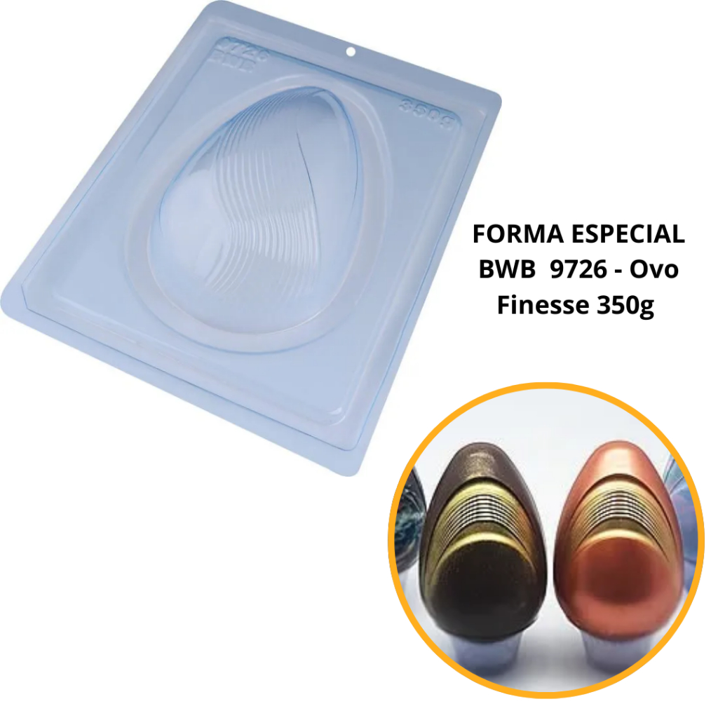 1~4 Forma BWB Com Silicone (3 partes) Para Chocolate Cód. 9726 - Ovo Finesse 350g. Páscoa (CHOCO)
