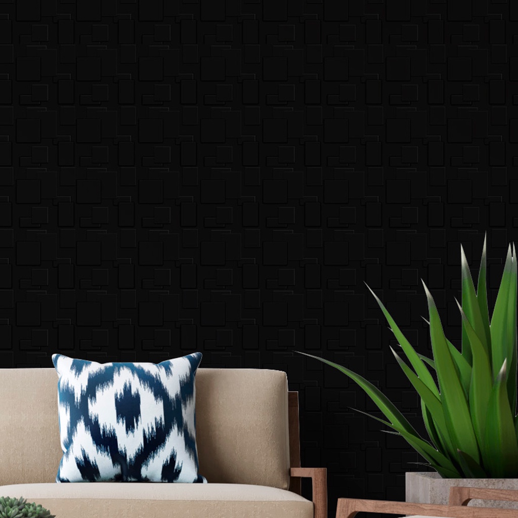 5 Placas PVC 3d Revestimento de Parede Decorativa Mini Cadre Alto relevo Preto Quarto 50cm x 50cm