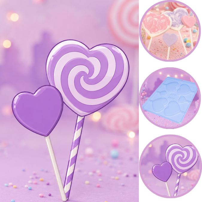 1~10 FORMA SIMPLES PIRULITO CORAÇÃO CÓD.:9787 - (D6) EM ACETATO BWB PARA BOMBOM, DOCES DE CHOCOLATE E CONFEITARIA(CHOCO)