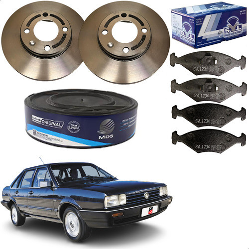 2 Disco Freio + Pastilhas Volkswagen Santana 89 90 92 93...