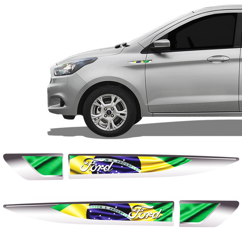 Adesivo Aplique Lateral Ford Brasil Emblema Resinado - Par