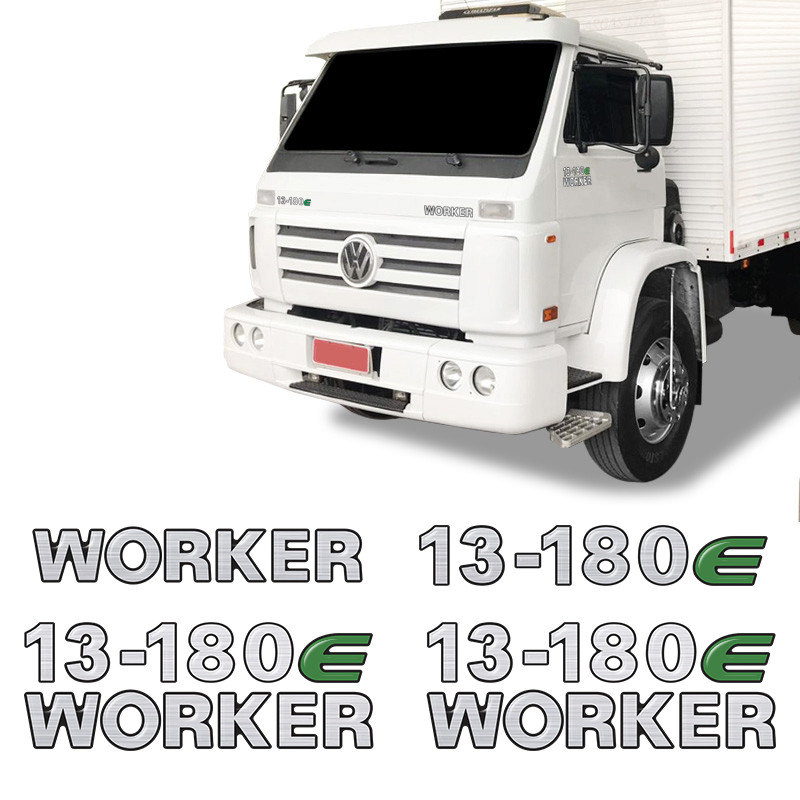 Adesivo 13-180e Worker Emblemas Caminhão Volkswagen Escovado