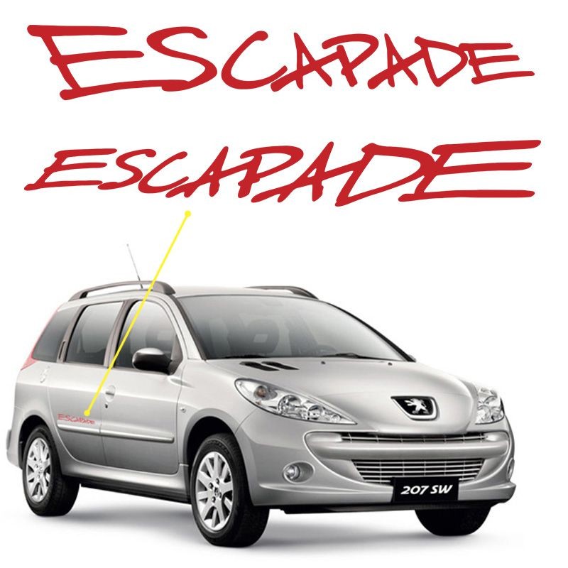 Adesivo Escapade Peugeot 206 SW Emblema Lateral Vermelho