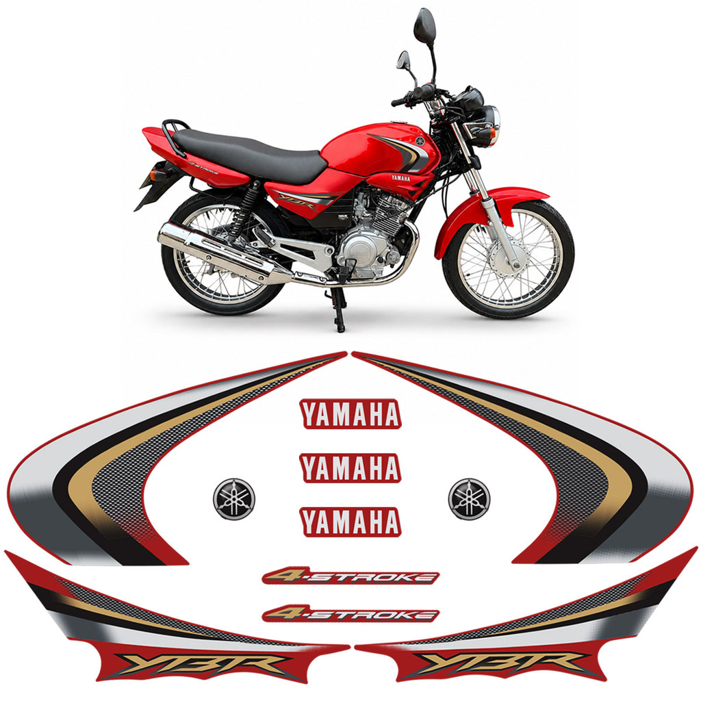 Adesivos Para Yamaha Ybr 125 2007 Moto Vermelha + Emblemas