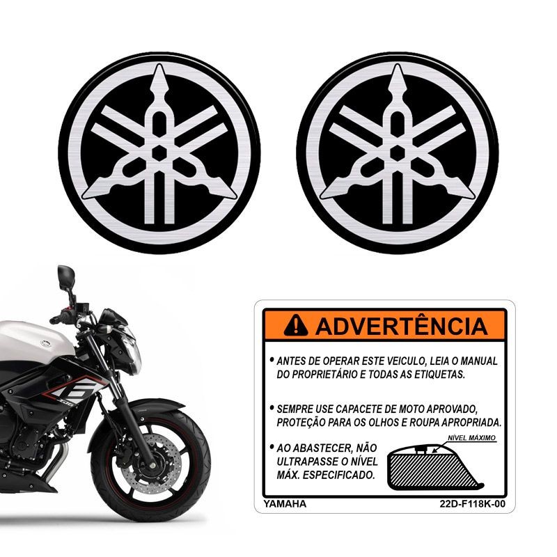 Adesivo Yamaha Xj6 Etiqueta Tanque + Emblemas 50mm Resinados