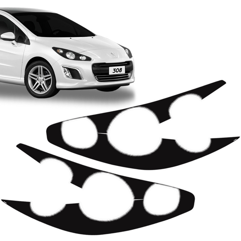 Adesivo Mascara Negra Peugeot 308 Aplique Farol Dianteiro