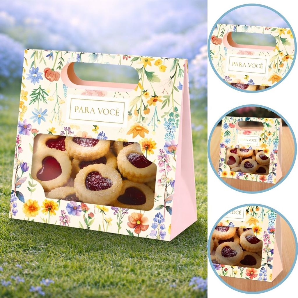 10 EMBALAGEM MALETA COM VISOR E ALÇA  FLORES 13X5,5X13CM 5994 (DIA DAS MÃES IDEIA 2026) HOT STAMPING