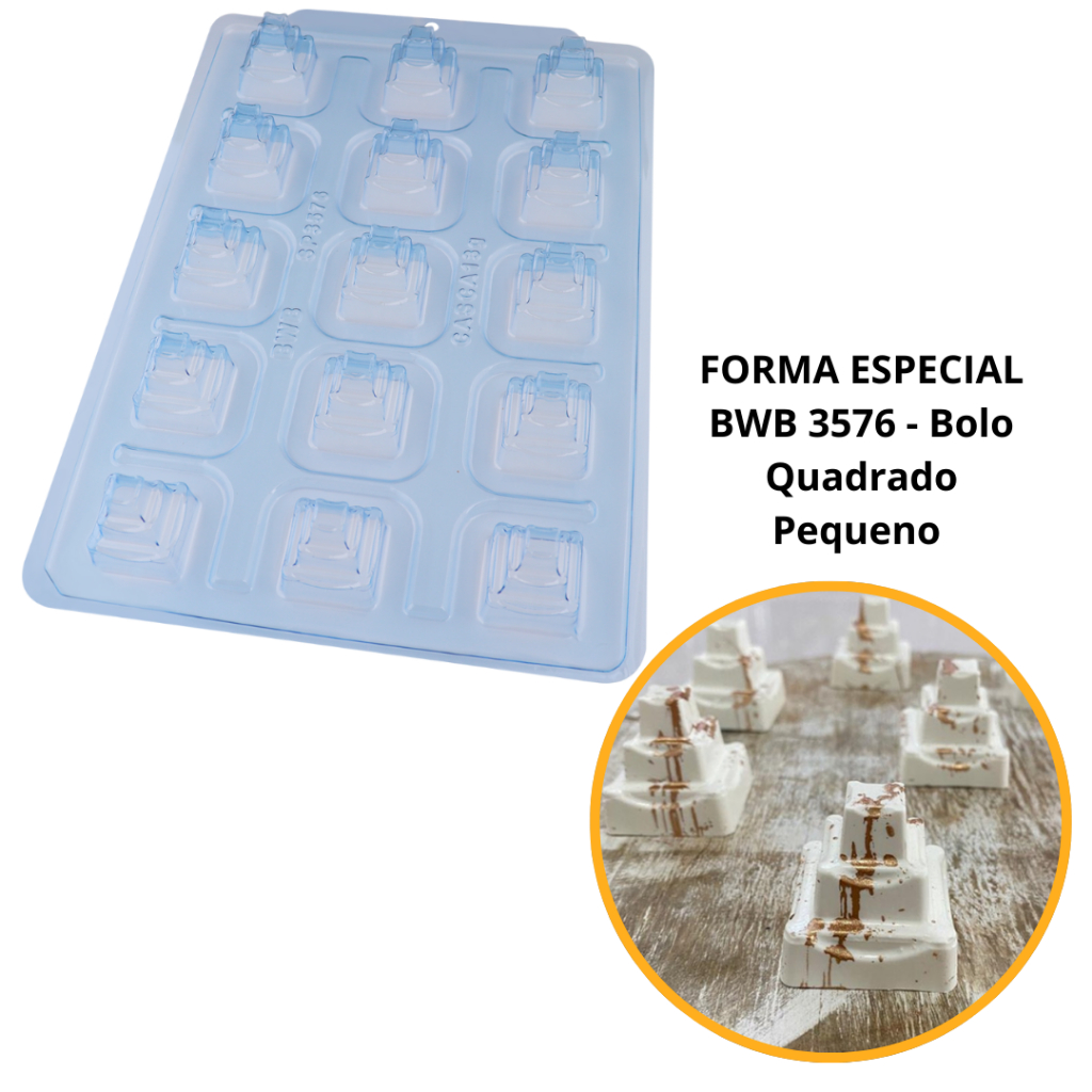 1~4 Forma Bwb Sp Quadrado Pequeno Silicone 3 Partes Profissional Cod-3576  (Sp Especial) (CHOCO)