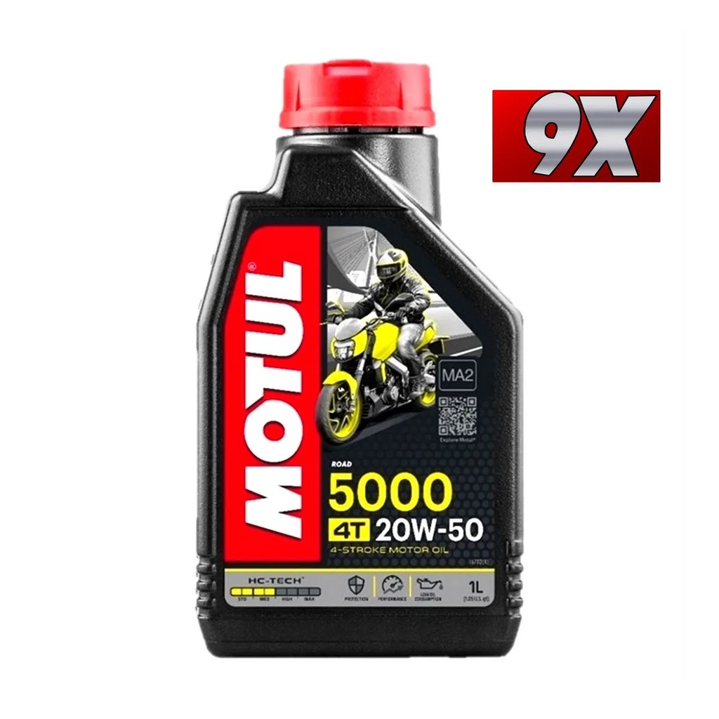 9 Óleos Motul 5000+ 4t 20w50 Hc-tech Semissintético 9 Litros